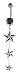 3 Black White Stars Tattoo inspired Nautical Long Dangle Belly button Navel Ring 14 gauge