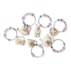 Pfaltzgraff Tea Rose Wine Charms - Set of 6