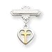 Sterling Silver Dangling Heart w/Vermeil CrossPin