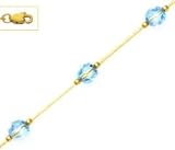 14k Yellow 6 mm Round Light-Blue Crystal Necklace - Choice 16-inch