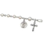Sterling Silver Angel Freshwater Pearl Rosary Bracelet