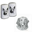 Golden Retriever Small Salt and Pepper Shakers, Porcelain by Rosalinde (3')