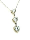 14k Three Stone Heart Cubic CZ Pendant