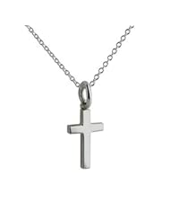 British Jewellery Workshops Silver 15x9mm plain block Cross with Rolo chain