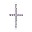 Diamond Cross Pendant Set in Solid 14 Karat White Gold