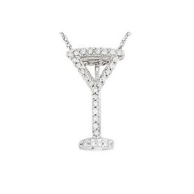 1/8 Carat Diamond 14K White Gold Martini Pendant w/Chain