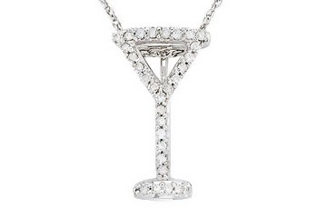 1/8 Carat Diamond 14K White Gold Martini Pendant w/Chain