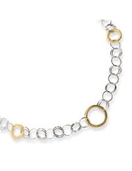 Sterling Silver Polished & Vermeil Circle Link Necklace - 16 Inch