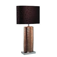 Lite Source LS-21281COPPER Fantino Table Lamp, Copper Ceramic Body and Chrome Base with Brown Fabric Shade