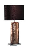Lite Source LS-21281COPPER Fantino Table Lamp, Copper Ceramic Body and Chrome Base with Brown Fabric Shade
