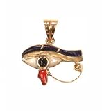 18K Egyptian Jewelry Pendants - Eye of Horus with Lapis, Coral and Mother of Pearl