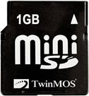 TwinMOS メモリーカード miniSD 1GB/サイズ:21.5x20x1.4mm・miniSDアダプター付属 FIS1GBUの画像