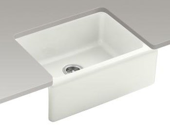 Kohler K-6573-5U-NY Alcott Apron-Front, Undercounter Kitchen Sink with Five-Hole Oversized Faucet Drilling, Dune