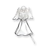 Sterling Silver Satin Diamond Cut Angel Pendant & Pin