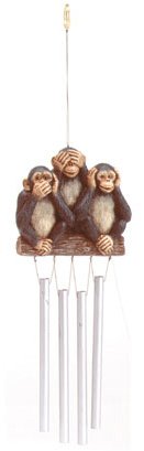 3 Monkeys On Log Chimes