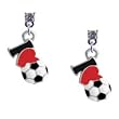 I love Soccer - Red Heart Clear Swarovski Post Charm Earrings [Jewelry]