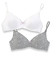 2 Pack Angel Floral Embroidered Non-Wired A-C Bras