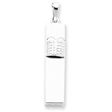 Sterling Silver Mezuzah with Ten Commandments Pendant