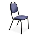 IMAGE OF HON 1082AB90 Deluxe Stacking Chair, Rounded Back, 4 per Carton Blue Fabric/Chrome Frame