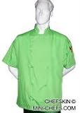 CHEFSKIN CHEF JACKET COAT LIME GREEN SHORT SLEEVE ULTRA LIGTHWEIGHT COOL AND COMFORTABLE // FREE BEANE HAT INCLUDED // AVAILABLE IN XS-SM-REG-XL AND 2X VESTE CUISINE KOCHJACKE