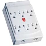 Six Outlet Surge Tap & Phone Protector, White