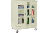 Clear View Mobile Storage Cabinet Assembled 46 X 24 X 48 Putty