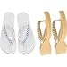 Avon Gold and Clear Crystal Flip Flops Wedge Sandals (Gold Accents) Small. sz.(5-6)