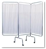 Privacy Screen With Three Panel Curtain For Patient Room