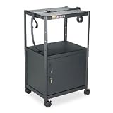Five-in-One Adjustable-Height AV Cart with Cabinet, 24w x 18d, Graphite Finish