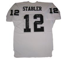 Ken Stabler Autographed/Hand Signed Jersey Authentic Oakland Raiders White, signed with ''SB XI Cham