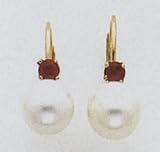 Pearl Leaverback Earrings with a Ruby Gemstone - XLB70RPL