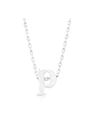 Silvertone Initial P Pendant Necklace