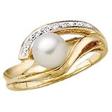 10kt. Gold, Cultured Pearl & Diamond Fashion Ring