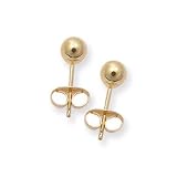 Large (L) Size 14k Yellow Gold 5mm diameter Ball Stud Earrings, HypoAllergenic
