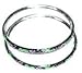 Sterling Silver Bangle Bracelet Pair with Enamelled Painting Handcrafted Indian-Style 24 gms 2.25  (esbn053)