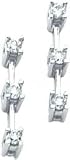 14K White Gold .43ct Diamond 3 Stone Earrings Jewelry
