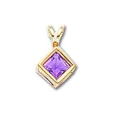 14k 5mm PrincessCut Amethyst bezel pendant