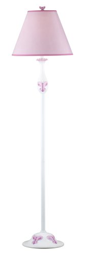 Cover image : Kenroy Homes Dreamland Floor Lamp with a White and Pink Butterly Motiff Base and a Two Toned Pink Fabric Shade