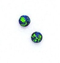 14k Yellow 5 mm Round Mystic Green Opal Earrings