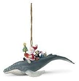 Santa Riding Humpback Whale Tropical Christmas Ornament
