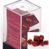 Chessex Dice: Polyhedral 7-Die Scarab Dice Set - Scarlet w/Gold