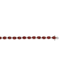 Silver 7.5"Rhodium Finish Garnet Fancy Semi-Precious Bracelet