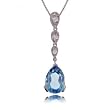 Blue Topaz and Diamond Drop Pendant in 14 Karat White Gold