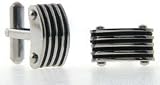 Stainless Steel Cufflinks w/ Black Stripes