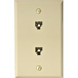 Steren Dual 4-Conductor Flush Wall Plate - Ivory