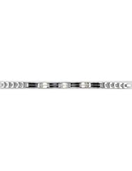 Stainless Steel Link Bracelet with Onyx: Size 8 Inch