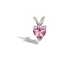 14K White Gold Heart Created Pink Sapphire Pendant