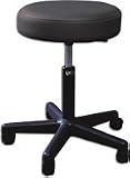 Pneumatic Stool with Padded Seat and with Twin-wheel Swivel Casters, Black