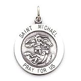 St Michael Sterling Silver Medal Pendant,18" Steel Necklace Chain