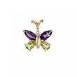 Yellow Gold Butterfly Pendant w/ Amethyst Peridot Gems